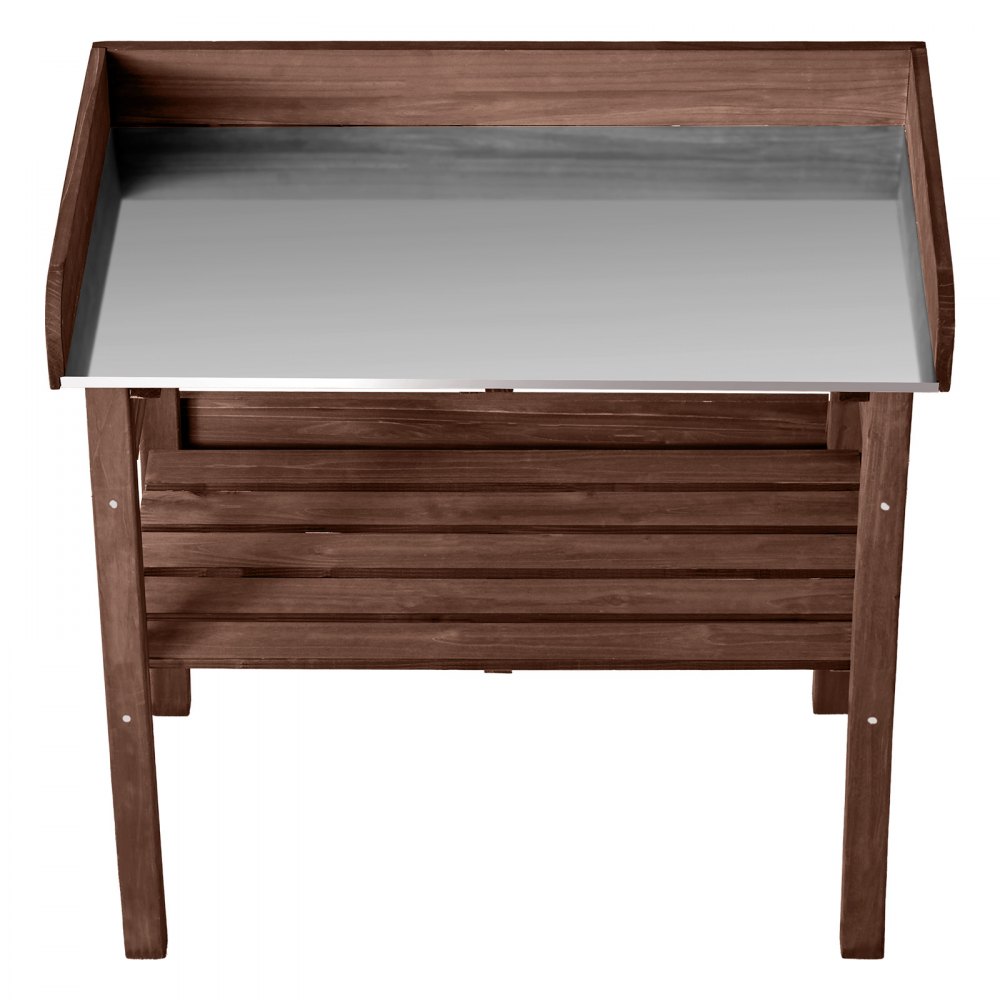 VEVOR Potting Bench Table, Outdoor Gardening Workstation with 78 x 38 x 82 cm Wood Tabletop, Storage Shelves, Hooks, Garden Planting Work Station for Outside Patio, Backyard, Balcony, Brown