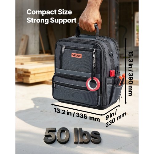 Tööriistakott 335 mm, plastpõhjaga, 34 taskut — pilt 3