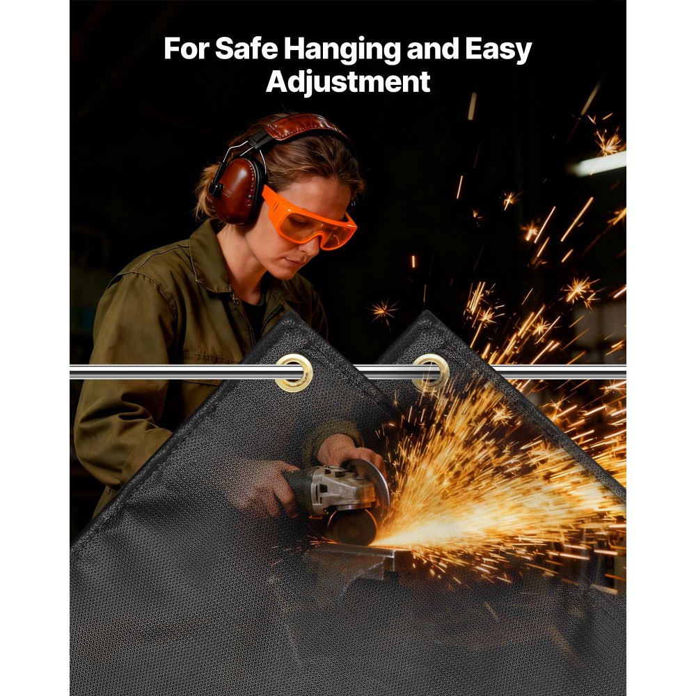 VEVOR Welding Blanket, 1829mm x 2438mm Silicone Coated Fiberglass Welding Blanket, 1800°F Heat Resistant Safety Protection Blankets, Flame Retardant Fireproof Insulation Mat with Metal Grommets