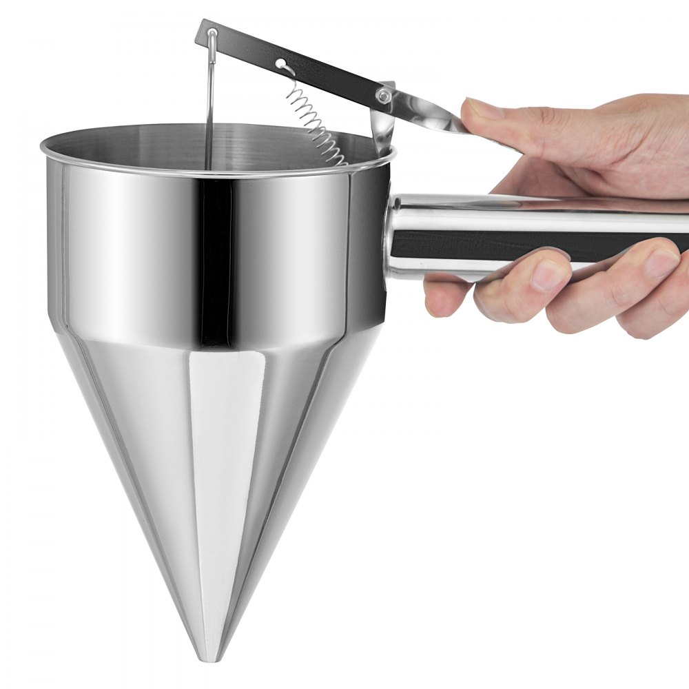 Dispensador de embudo de masa VEVOR Dispensador de masa de gofres de acero inoxidable Dispensador de panqueques de acero para masa con asa y estante Dispensador de masa de panqueques Ideal para cupcakes, Takoyaki o cualquier producto horneado