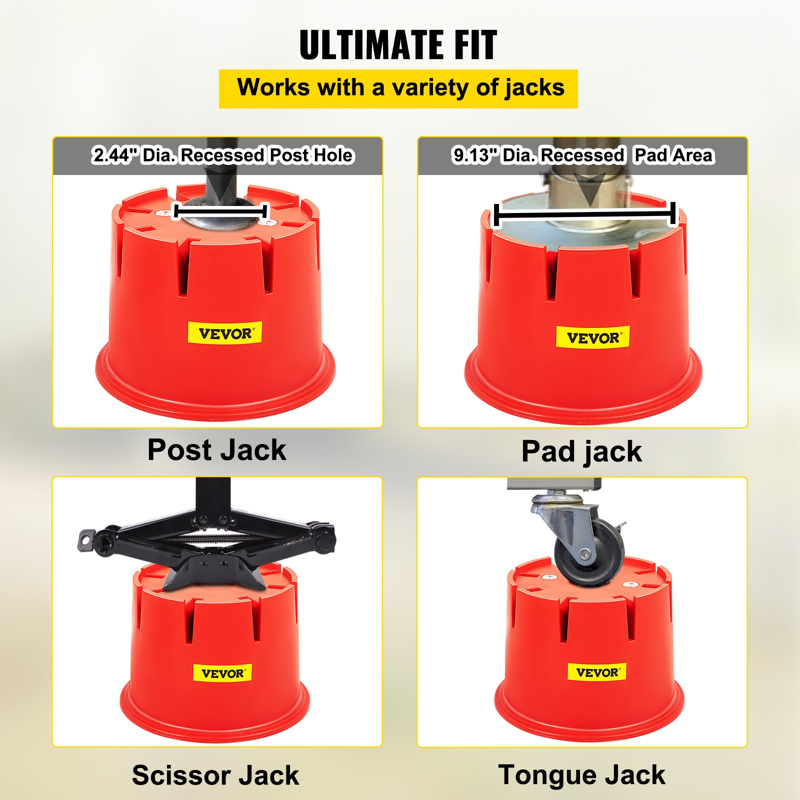 VEVOR Trailer Jack Block with Magnets, 6500 Capacity, 6-Pack HDPE RV and Camper Blocks, Stabilize Your RV, Trailer, Camper, Includes 6 Leveling Blocks, 6 Seat Cushions, and1 Clean Step