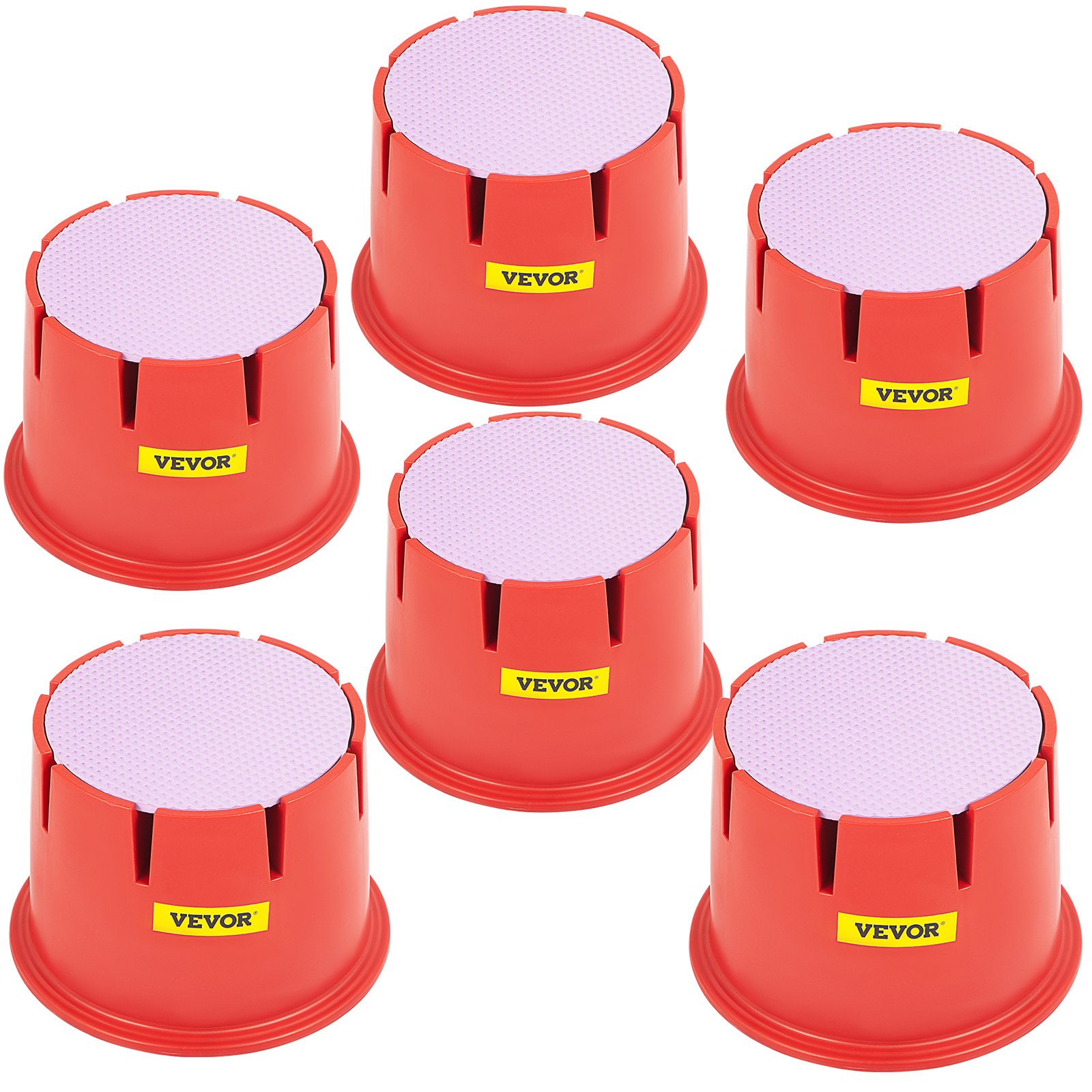 VEVOR Trailer Jack Block with Magnets, 6500 Capacity, 6-Pack HDPE RV and Camper Blocks, Stabilize Your RV, Trailer, Camper, Includes 6 Leveling Blocks, 6 Seat Cushions, and1 Clean Step