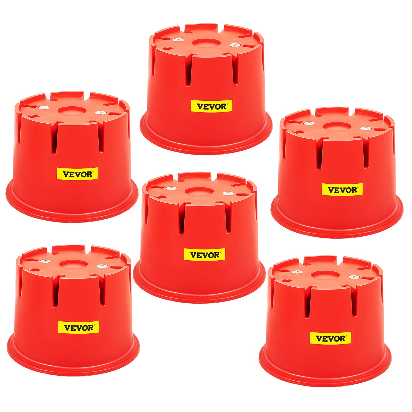 VEVOR Trailer Jack Block with Magnets, 6500 Capacity, 6-Pack HDPE RV and Camper Blocks, Stabilize Your RV, Trailer, Camper, Includes 6 Leveling Blocks, 6 Seat Cushions, and1 Clean Step