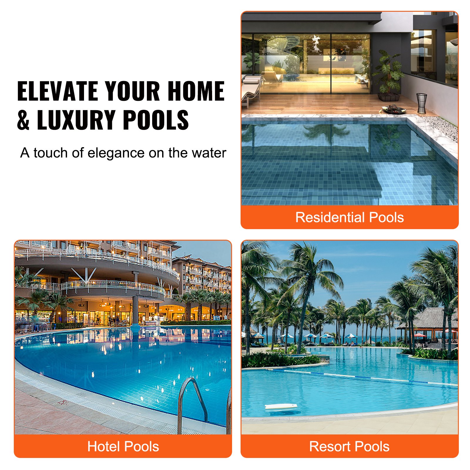 Cadeiras de estar VEVOR para piscina, conjunto de 2 espreguiçadeiras, espreguiçadeiras para piscina interna e espreguiçadeiras para profundidades de água de até 9", fixas em piscinas e flutuantes na água, todos os tipos de piscina, bronzeamento à beira da piscina e no deck