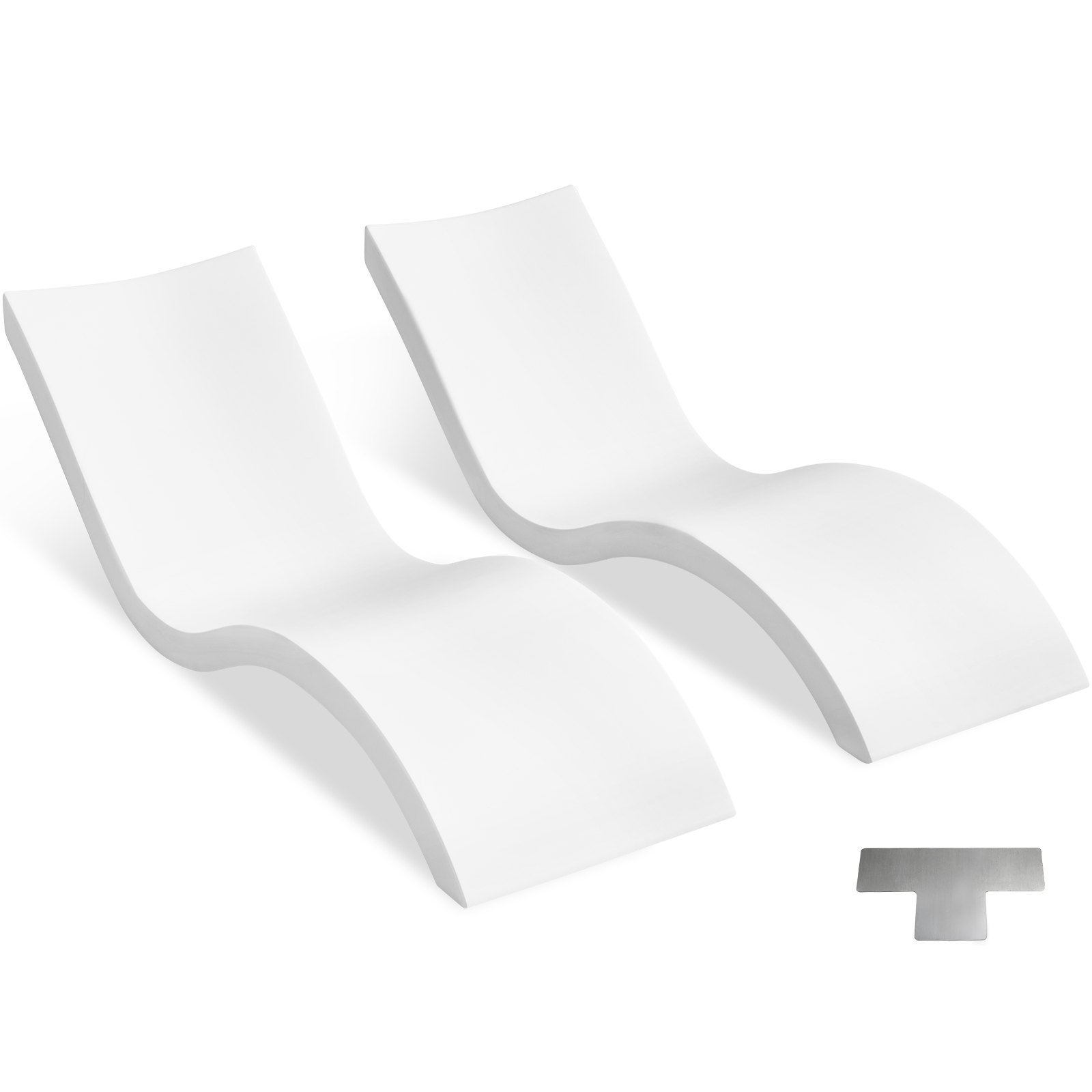 Cadeiras de estar VEVOR para piscina, conjunto de 2 espreguiçadeiras, espreguiçadeiras para piscina interna e espreguiçadeiras para profundidades de água de até 9", fixas em piscinas e flutuantes na água, todos os tipos de piscina, bronzeamento à beira da piscina e no deck