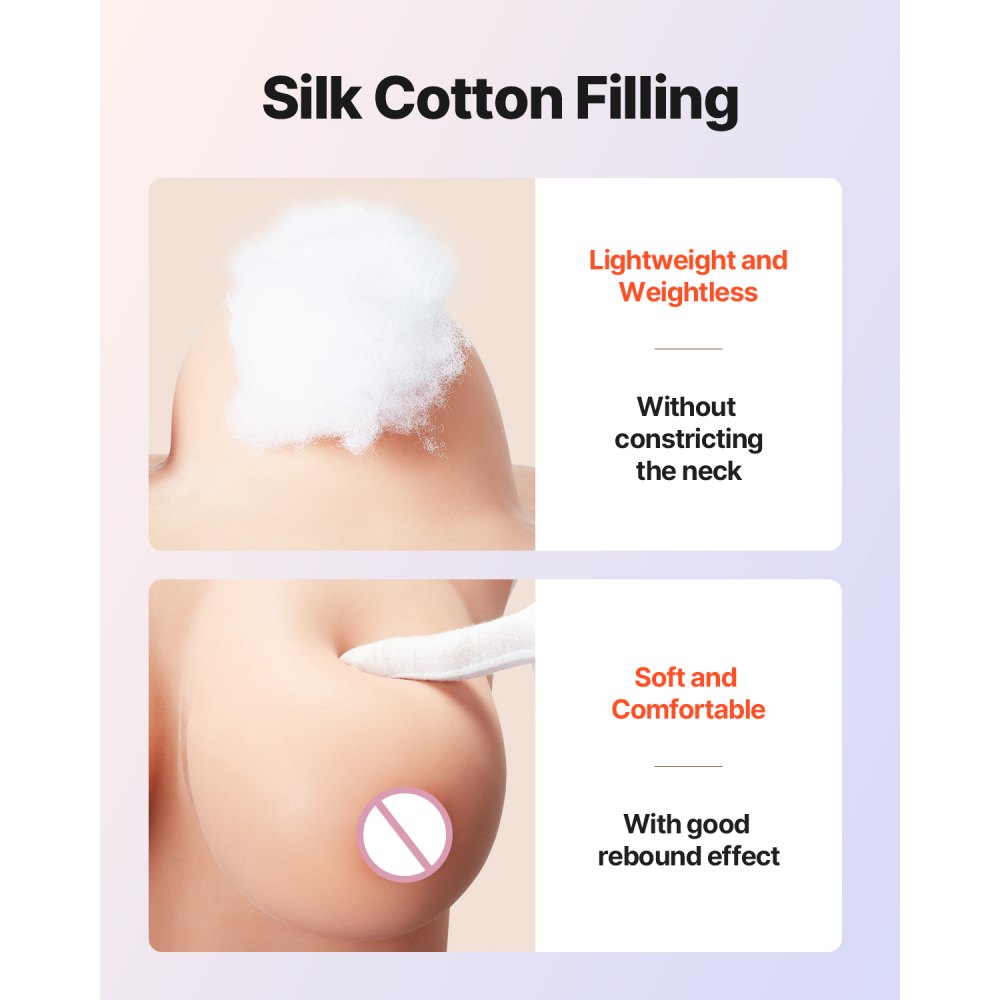 VEVOR Silicone Bodysuit, D-Cup Silicone Breastplate for Crossdressers, Realistic Silk Cotton-Filled Fake Boobs Breast Forms for Transgender Cosplay Drag Queen, Nude