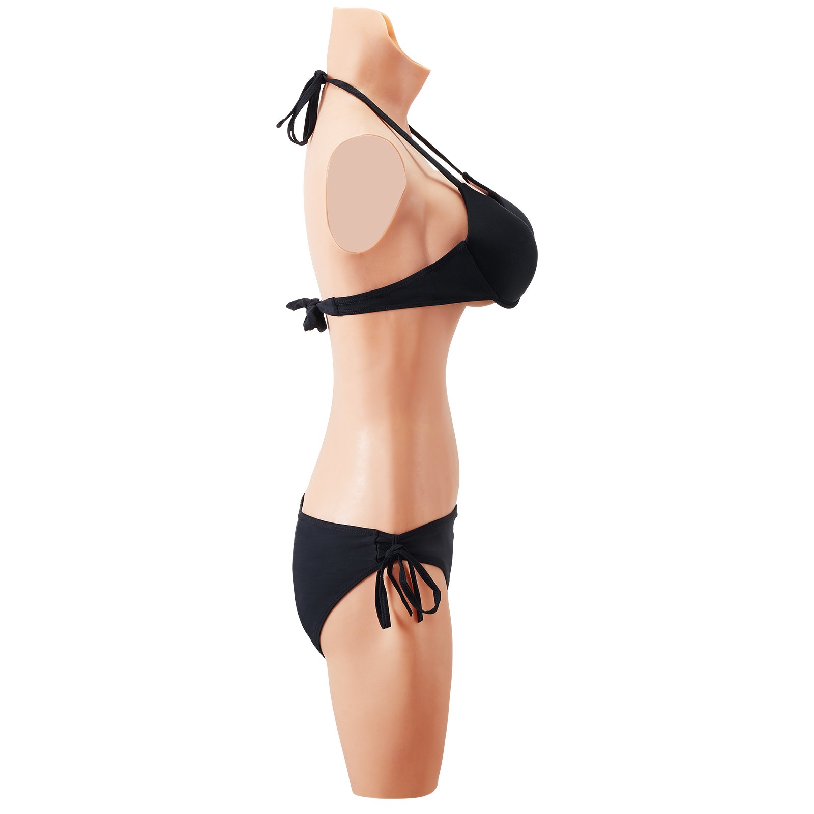 VEVOR Silicone Bodysuit, D-Cup Silicone Breastplate for Crossdressers, Realistic Silk Cotton-Filled Fake Boobs Breast Forms for Transgender Cosplay Drag Queen, Nude