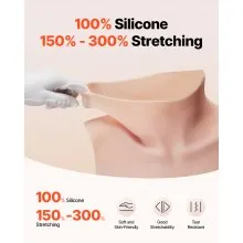 Silicone Breastplate C-Cup High Neckline Fake Breasts for Cosplay Drag Queen