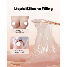 VEVOR Silicone Breastplate C-Cup High Neck Fake Breasts for Cosplay Drag Queen