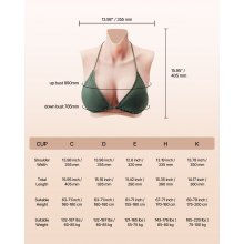 Silicone Breastplate C-Cup High Neckline Fake Breasts for Cosplay Drag Queen