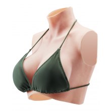 Silicone Breastplate C-Cup High Neckline Fake Breasts for Cosplay Drag Queen