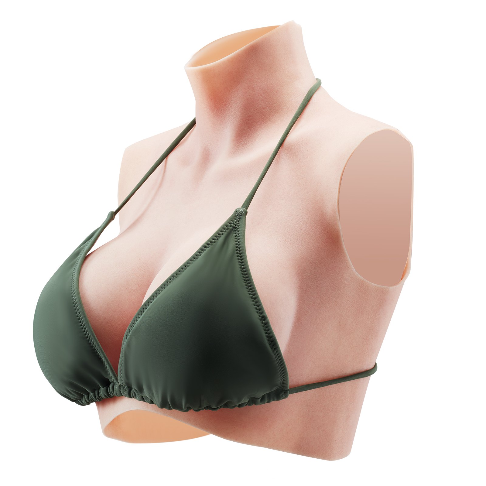 VEVOR Silicone Breastplate, C-Cup High Neckline Fake Breasts for Crossdressers, Realistic Silicone-Filled Fake Boobs Breast Forms for Transgender Cosplay Drag Queen, Ivory