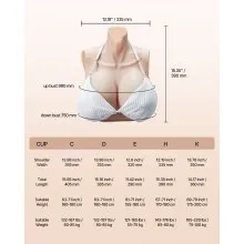 Silicone Breastplate H-Cup High Neckline Fake Breasts for Cosplay Drag Queen