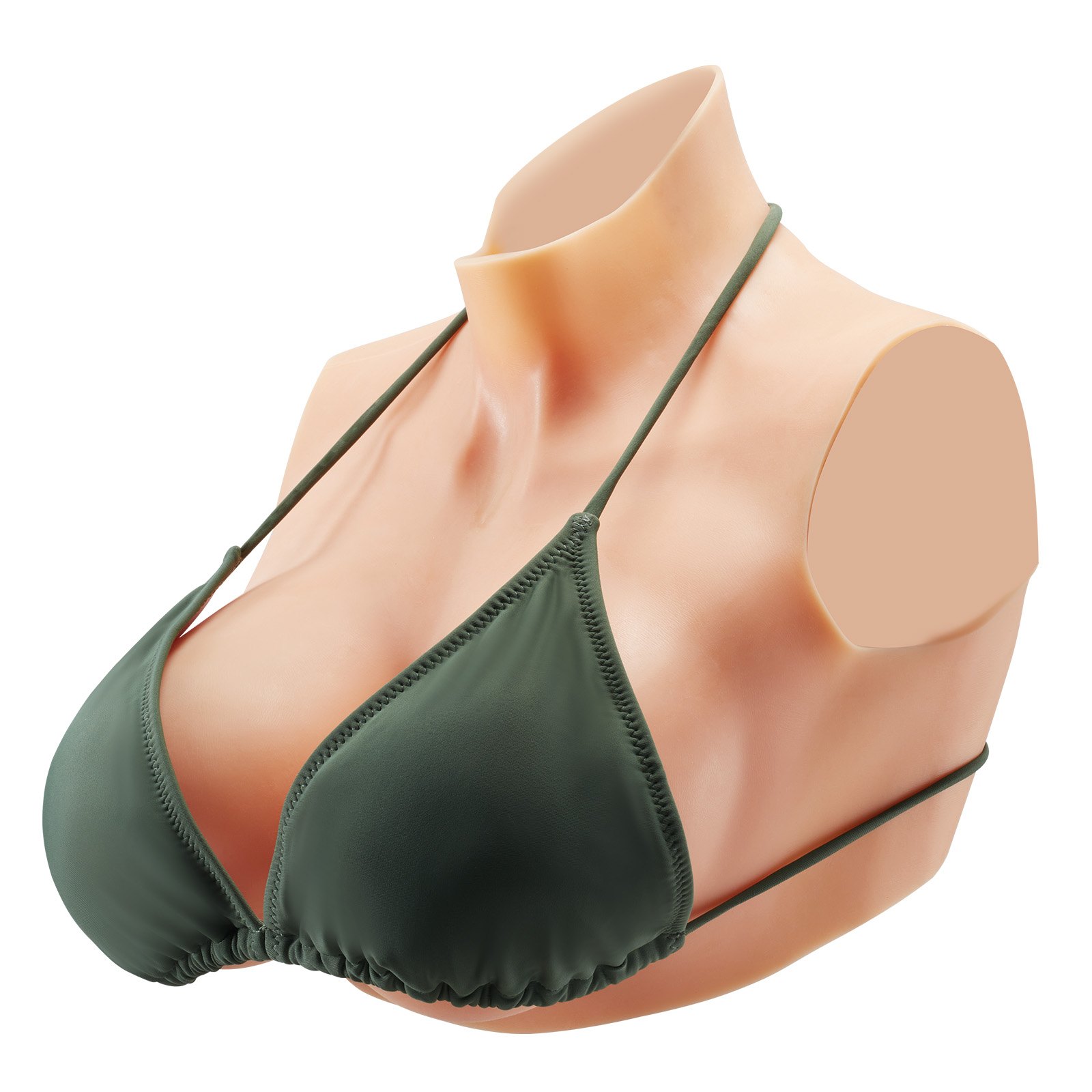 VEVOR Silicone Breastplate, E-Cup High Neckline Fake Breasts for Crossdressers, Realistic Silicone-Filled Fake Boobs Breast Forms for Transgender Cosplay Drag Queen, Ivory