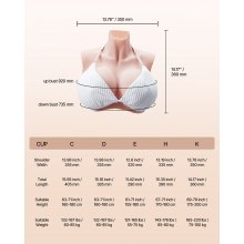 Silicone Breastplate K-Cup High Neckline Fake Breasts for Cosplay Drag Queen