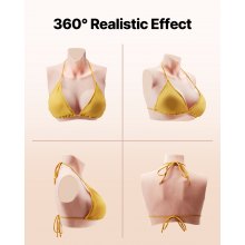 Silicone Breastplate D-Cup High Neckline Fake Breasts for Cosplay Drag Queen