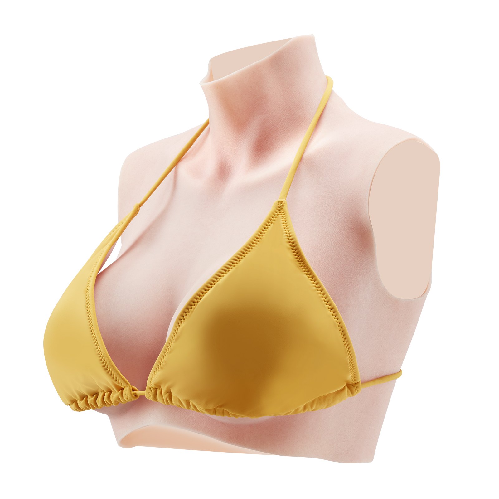 VEVOR Silicone Breastplate, D-Cup High Neckline Fake Breasts for Crossdressers, Realistic Silicone-Filled Fake Boobs Breast Forms for Transgender Cosplay Drag Queen, Ivory