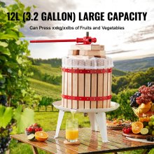 VEVOR Fruit Wine Press Manual Press for Wine Making 3.2 Gal/12L Wood Basket