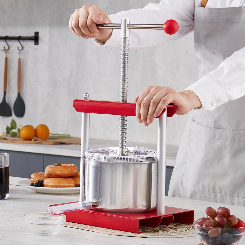 Prensa manual para vino de frutas VEVOR Prensa para elaboración de vino 0,8 gal/3 l Acero inoxidable