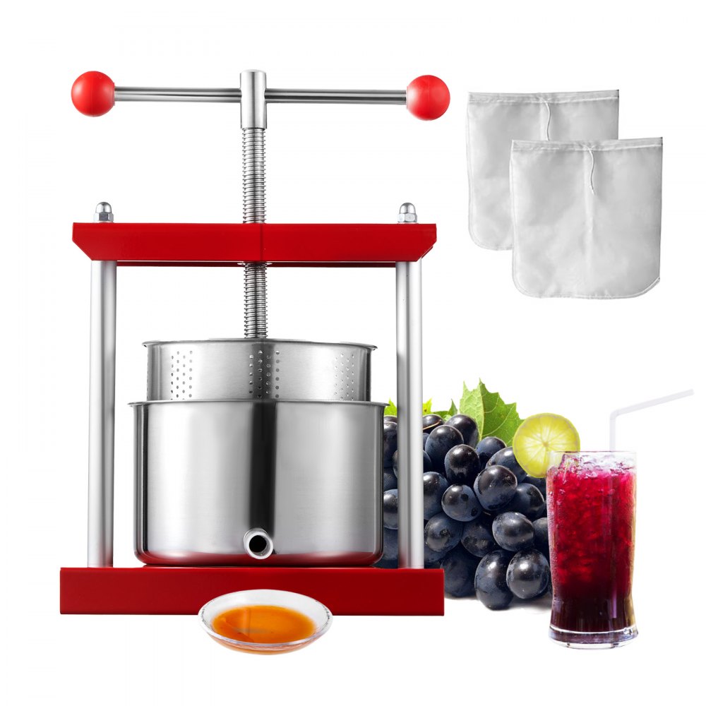 Prensa manual para vino de frutas VEVOR Prensa para elaboración de vino 0,8 gal/3 l Acero inoxidable