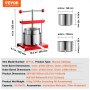 Prensa manual para vino de frutas VEVOR Prensa para elaboración de vino 0,8 gal/3 l Acero inoxidable