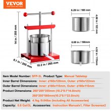 VEVOR Fruit Wine Press Manual Press for Wine Making 0.8 Gal/3L Stainless Steel