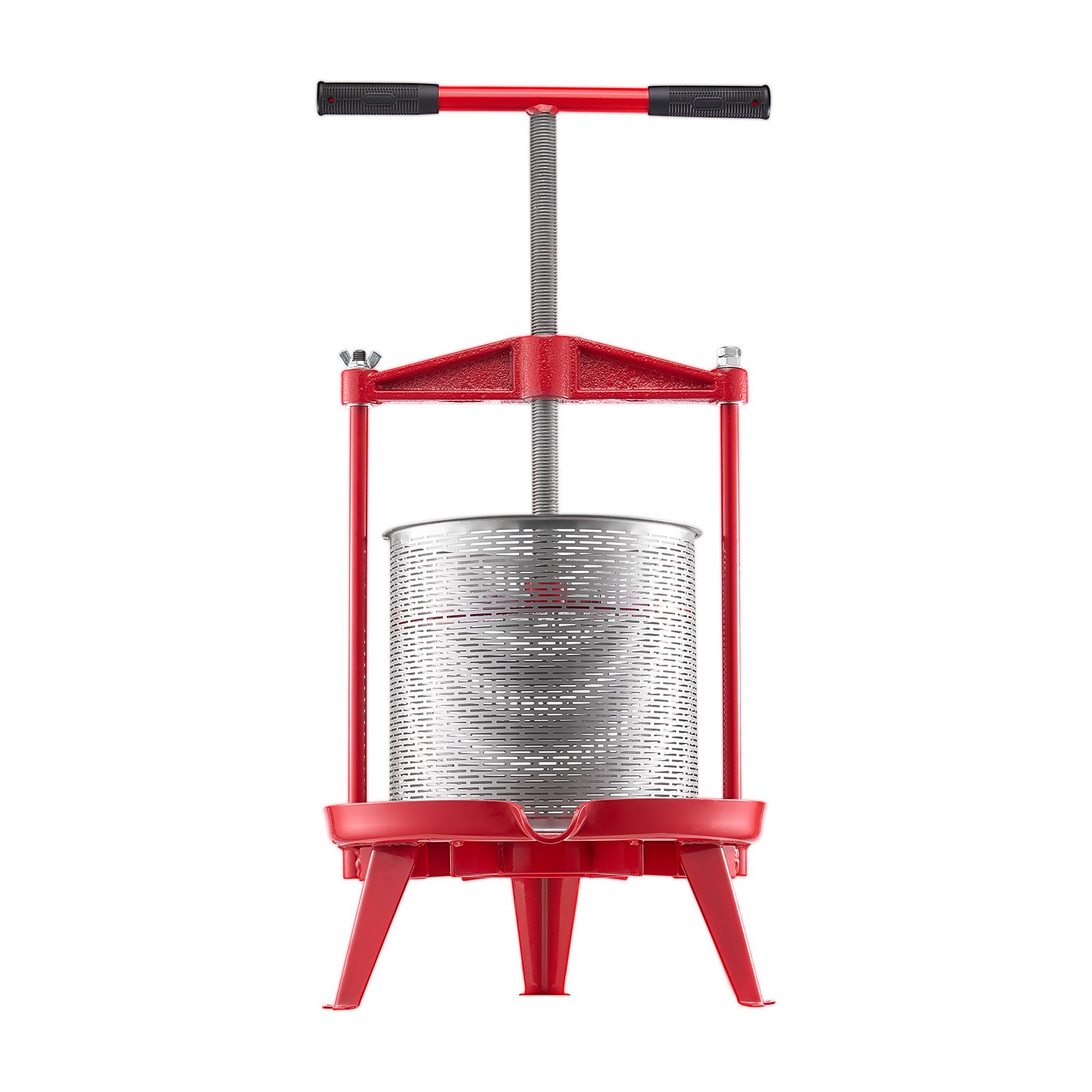 VEVOR 3.69 Gal/14L Fruit Wine Press, Stainless Steel Basket with Cross-beam and Triangular Structure, Manual Juice Maker, Cider Apple Grape Tincture Making Press with T-Handle for Kitchen Home