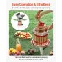VEVOR 3.2 Gal/12L Fruit Wine Press, Solid Wood Basket with 8 Blocks, Heavy Duty Manual Juice Maker, Cider Apple Grape Tincture Honey Olive Oil Making Press with Handle for Kitchen, Home