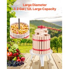 Fruit Wine Press Manual Press for Wine Making 3.2 Gal/12L Wood Basket