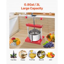 Fruit Wine Press Manual Press for Wine Making 0.8 Gal/3L Stainless Steel