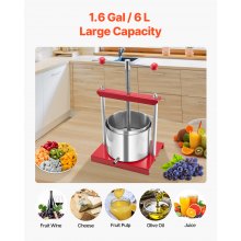 Fruit Wine Press Manual Press for Wine Making 1.6 Gal/6L Stainless Steel