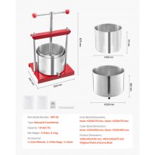 Fruit Wine Press Manual Press for Wine Making 1.6 Gal/6L Stainless Steel