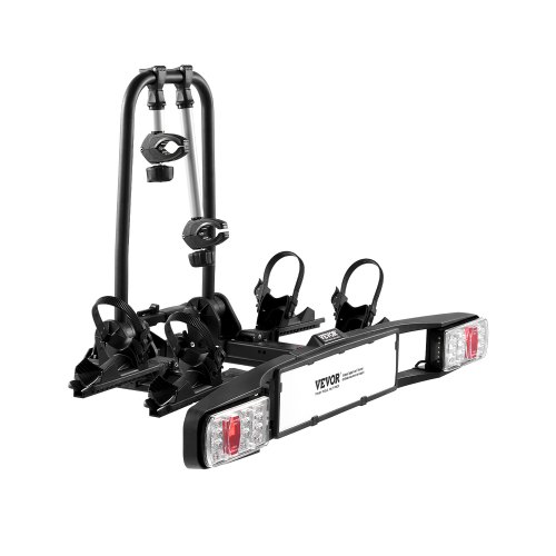 VEVOR Bicycle Rack, Bike Carrier Fits 5 cm Receivers, Bicycle Carrier for 2 Bikes up to 65 kg Load Capacity, Folding and Lockable Bike Rack for E-Bikes with Tail Light