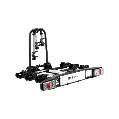 VEVOR Bicycle Rack, Bike Carrier Fits 5 cm Receivers, Bicycle Carrier for 3 Bikes up to 65 kg Load Capacity, Folding and Lockable Bike Rack for E-Bikes with Tail Light