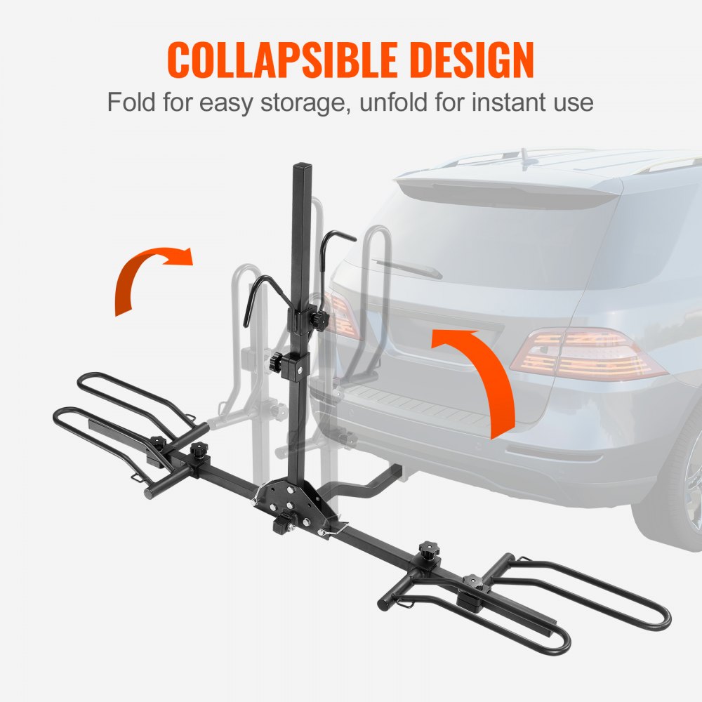 VEVOR Hitch Mount Bike Rack, 2-Bike Platform Style, 36.3 kg Max Capacity Bike Rack Hitch for 1.25-/2-inch Receiver, Titling and Folding Bike Carrier with Tires up to 2.4" Wide, for Car, SUV, Truck, RV