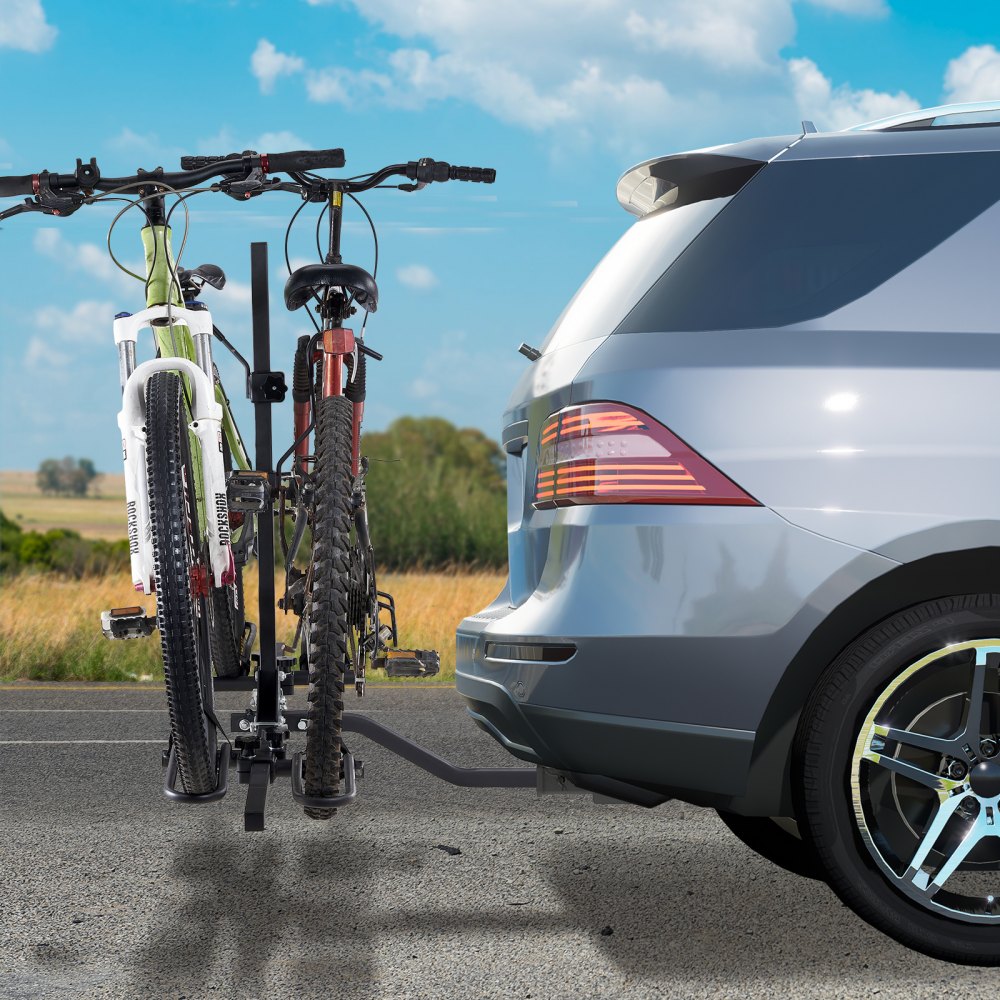 VEVOR Hitch Mount Bike Rack, 2-Bike Platform Style, 36.3 kg Max Capacity Bike Rack Hitch for 1.25-/2-inch Receiver, Titling and Folding Bike Carrier with Tires up to 2.4" Wide, for Car, SUV, Truck, RV