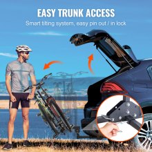 Βάση ποδηλάτου VEVOR Hitch Mount Bike Rack, 2-Bike Platform Style, 160 LBS Max Capacity Bike Rack Hitch για δέκτη 2 ιντσών, τιτλοδότηση και αναδιπλούμενο φορέα ποδηλάτου με ελαστικά πλάτους έως 5", για αυτοκίνητο, SUV, φορτηγό, RV