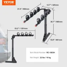VEVOR Hitch Mount Bike Rack, 4-Bike Carrier Rack, 150 LBS Capacity Bike Rack Hitch for 2-inch Receiver, Titling and Folding Bike Carrier with No-Wobble U Bolt and Strap, for Car, SUV, Truck, RV