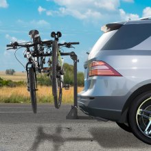VEVOR Hitch-monteret cykelstativ, 4-cykelholderstativ, 150 LBS kapacitet cykelstativ til 2-tommers modtager, titling og foldecykelholder med No-Wobble U-bolt og strop, til bil, SUV, lastbil, autocamper