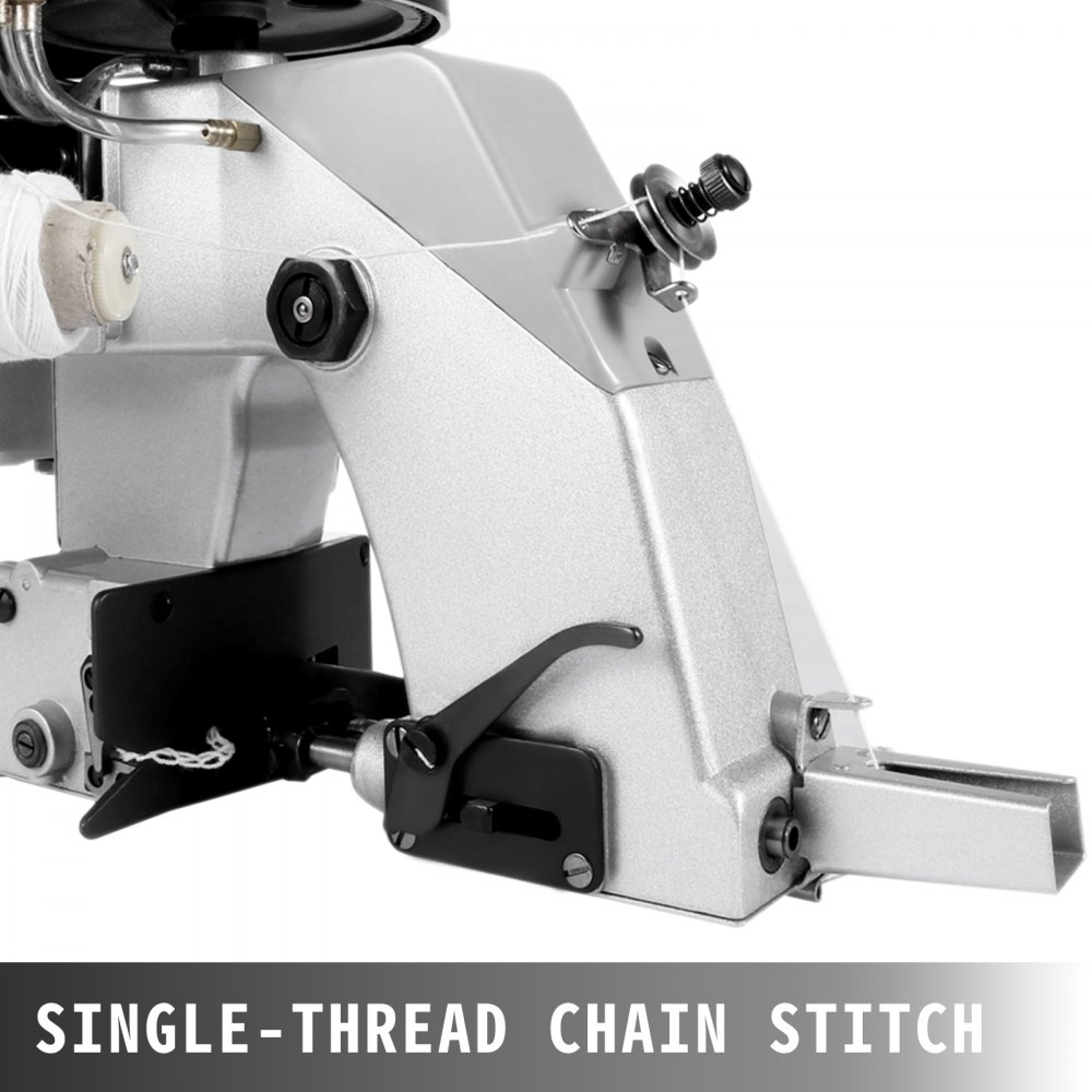 VEVOR Bag Closer Machine 110V Portable Electric Sewing Machine 90W Bag Closer Stitching Automatic Oiling Woven Bag Packing Machine for Woven Snakeskin Bag Sack Silver 36x37x27cm