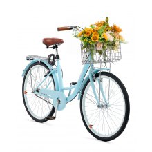 VEVOR 26-Inch Cruiser Bike 1-Speed Light Blue Beach Cruiser Bike with Basket