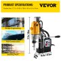VEVOR Magnetic Drill, 550RPM No-load Speed Electromagnetic Drill Press, 2.16" Depth 1.57" Dia Magnetic Core Drill, 2700LBS Boring Tool Drill Press, w/ 1100W Drill Press, Yellow and Black Drill Machine