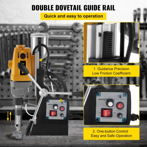 VEVOR Mag Drill, 550RPM No-load Speed Electromagnetic Drill Press, 2.16" Depth 1.57" Dia Magnetic Core Drill, 2700LBS Boring Tool Drill Press, w/ 1100W Drill Press, 11 PCS Power Magnetic Drill Presses