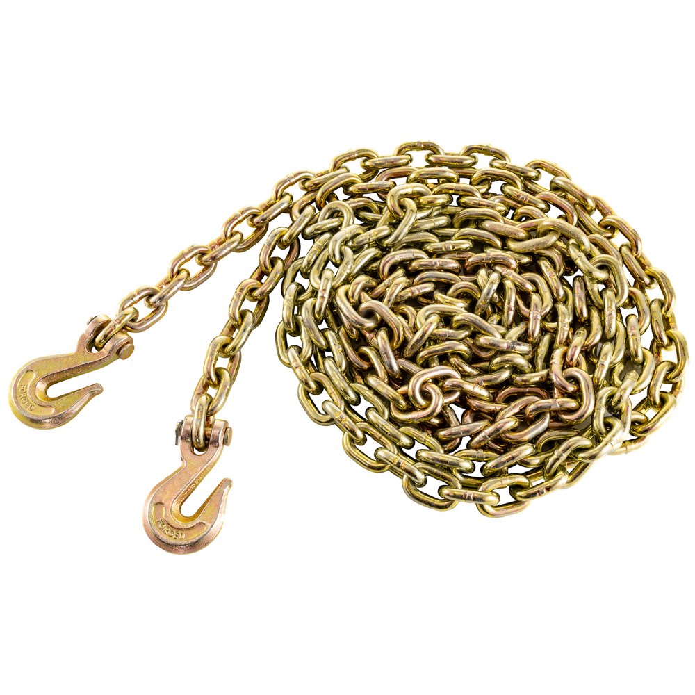 VEVOR Tow Chain 5/16Inchx21Ft Grade 70 Chain 4700lbs Capacity Logging Chain with Safety Grab Hooks Zinc Plated Heavy Duty Chain for Logging Binder Transport Flatbed Truck Trailer Safety 4Pcs