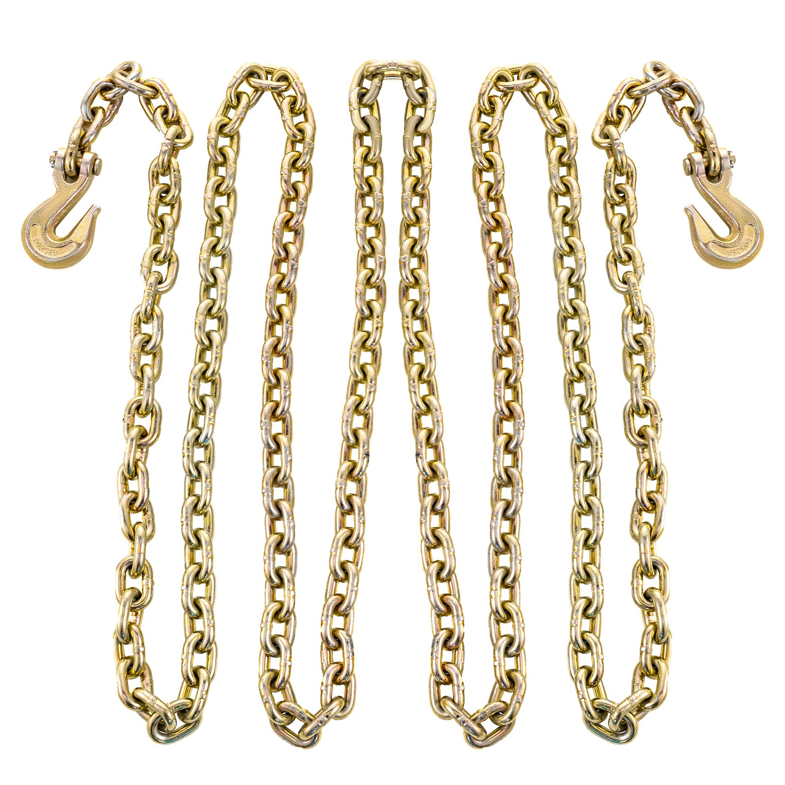 VEVOR Tow Chain 5/16Inchx21Ft Grade 70 Chain 4700lbs Capacity Logging Chain with Safety Grab Hooks Zinc Plated Heavy Duty Chain for Logging Binder Transport Flatbed Truck Trailer Safety 4Pcs