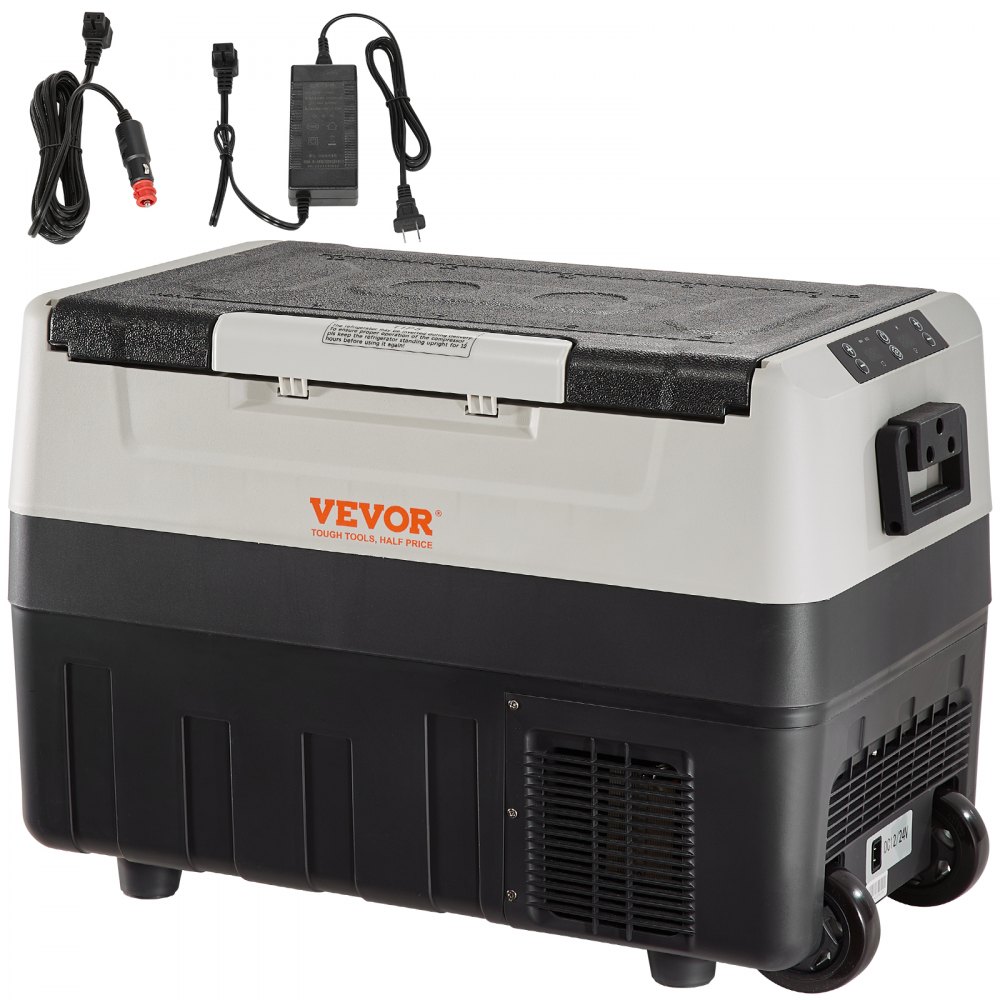 VEVOR Refrigerador para automóvil, refrigerador para automóvil de 12 voltios, congelador portátil de doble zona de 58 QT/55 L, rango ajustable de -4 ℉ -50 ℉, refrigerador de compresor de 12/24 V CC y 100-240 V CA para exteriores, camping, viajes, RV