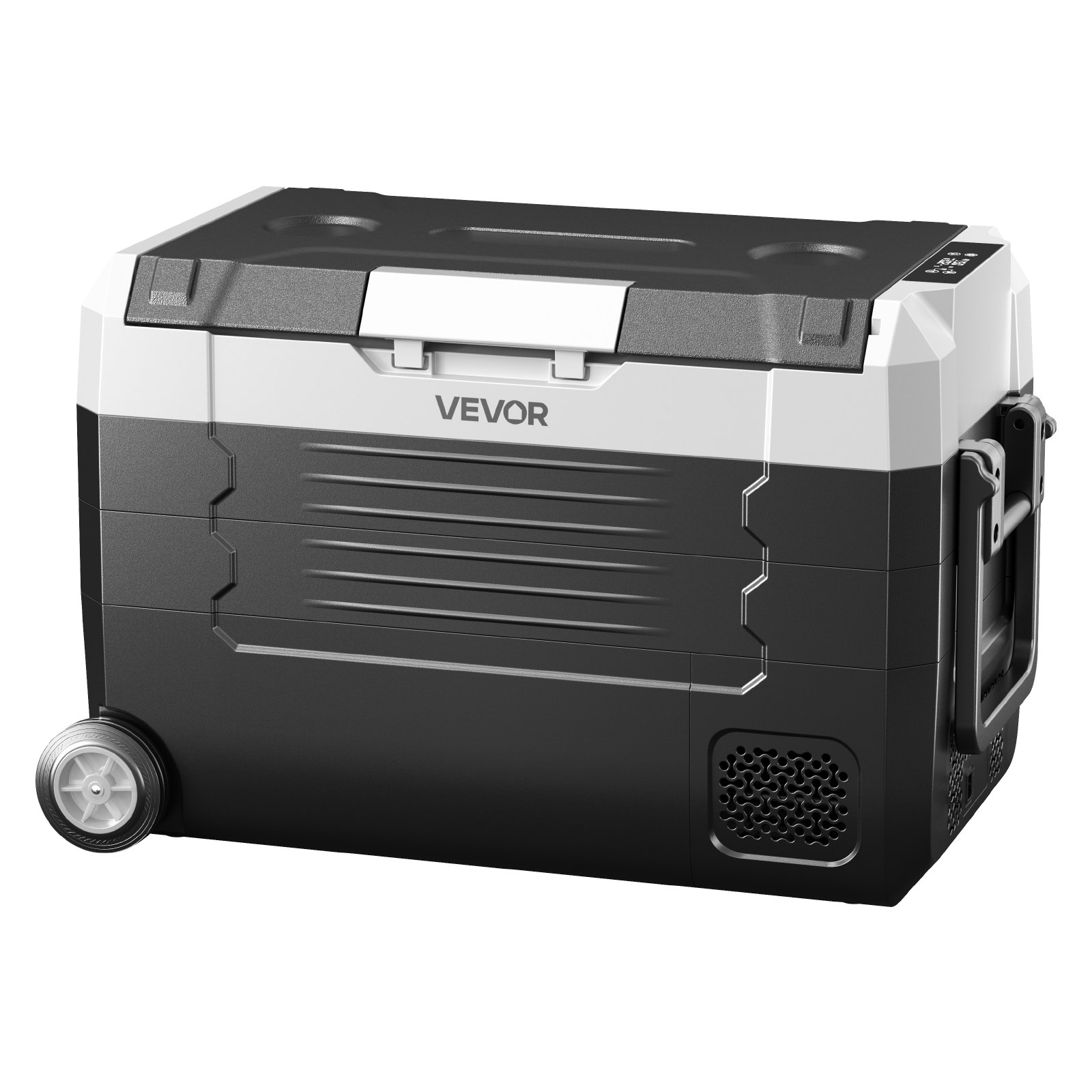 VEVOR Car Refrigerator, DC 12/24V AC100-240V Compressor Electric Cooler, -4°F to 68°F Truck Refrigerator with APP Control, Wheels & Dual Zone, 37 QT Cars Cooler for RVs, Boats, Camping, Fishing