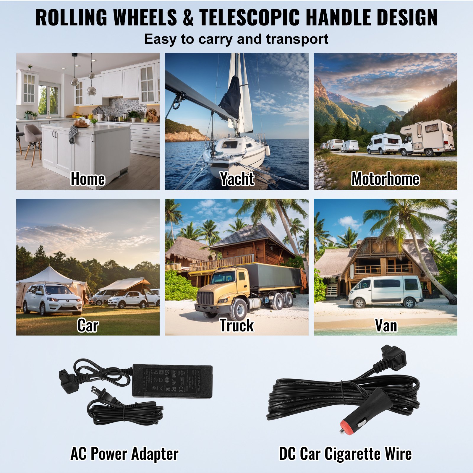 VEVOR Car Refrigerator, 12 Volt Car Refrigerator Fridge, 115 L Dual Zone Portable Freezer with Wheels and Handle, -4℉-68℉, 12/24V DC and 100-240V AC Compressor Cooler for Outdoor, Camping