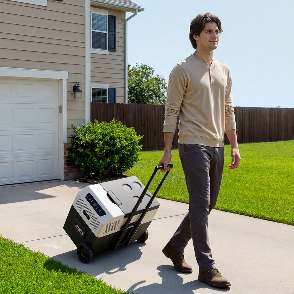 VEVOR 12 Volt Refrigerator, 31.7 QT/ 30L Car Fridge, Portable Electric Freezer Compressor with Handle, APP Control and Wheels, 12V/24V DC 100-240V AC, -22℃ to 10℃, for Truck Van RV SUV Travel Camping