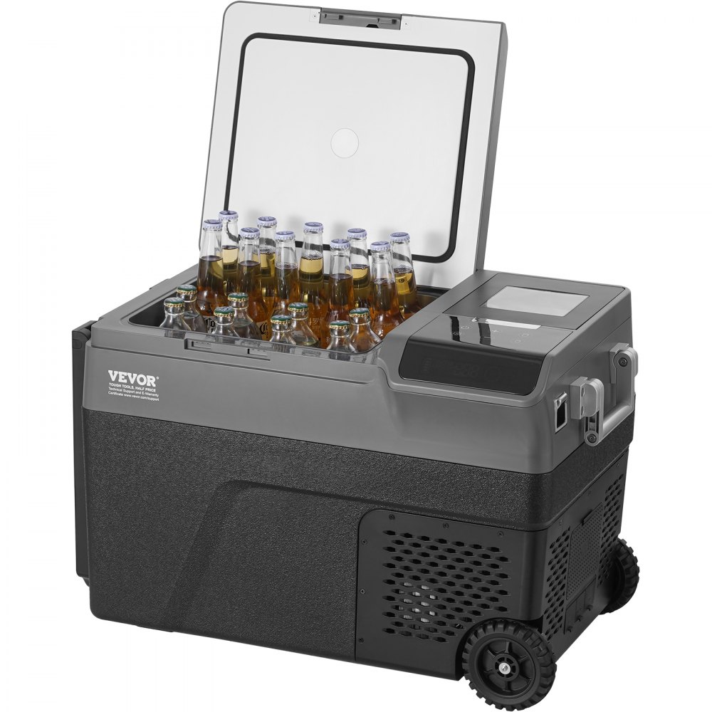 VEVOR Portable Car Refrigerator, with Ice Making Function, 12 Volt Car Refrigerator Fridge, 37 QT Single Zone Portable Freezer, -4℉-68℉ Adjustable Temperature, with Casters for Camping, Car, RV